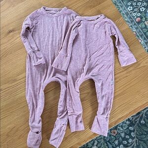 Little Sleepies Heather Mauve Crescent Zippy Bundle